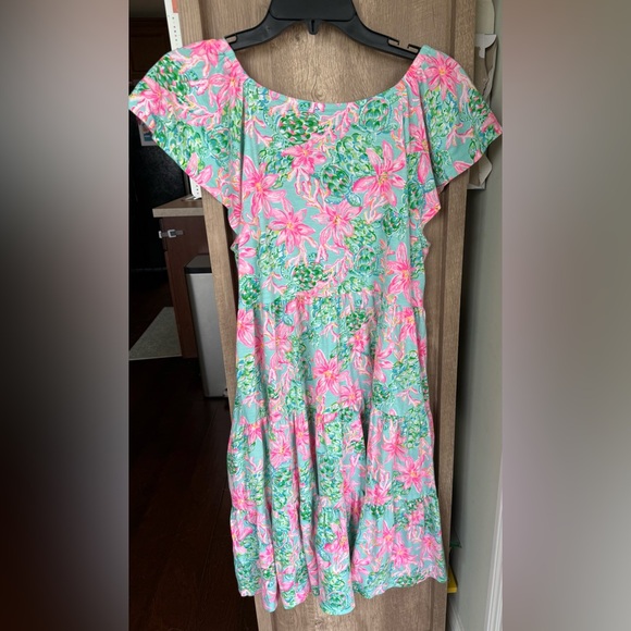 Lilly Pulitzer Mint Green Dress with Pink Floral Print - Picture 2 of 3